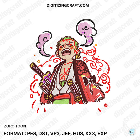 Zoro Toon Embroidery Design